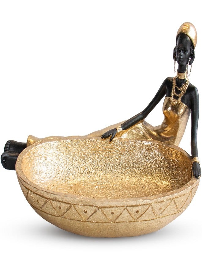 VSPDVO Decorative African Figure Jewelry Dish Tray,Gold and Black,Modern Art Style for Living Room Decorations,Bookshelf and Tables - Image 1